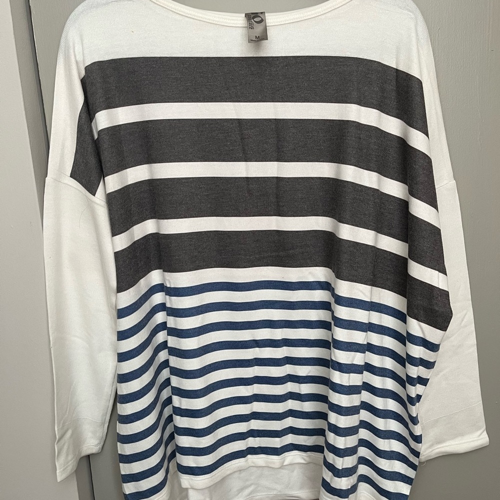 stripped shirt with elbow patches